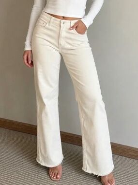 FIDELITY White Fit &Flare High Rise Pants Sz 30